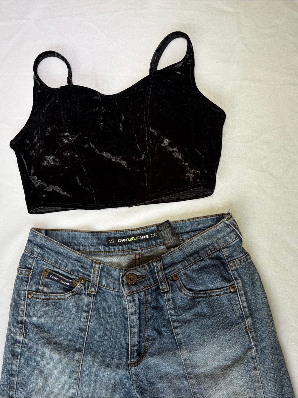 Indie Sleaze PINK Victoria’s Secret Velvet Cropped Camisole Black